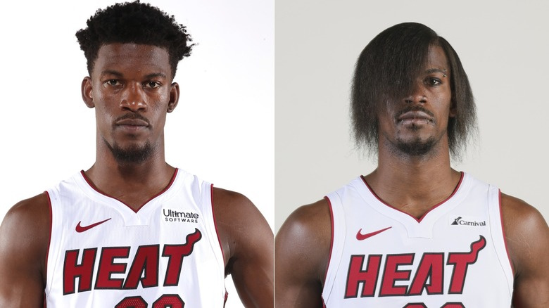   Jimmy Butler s afro, narovnanými vlasy