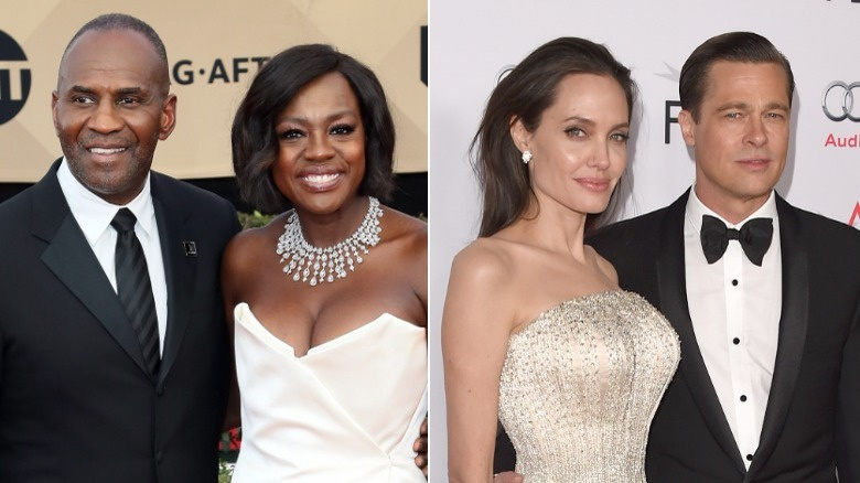   Viola Davis och Julius Tennon, Angelina Jolie och Brad Pitt poserar