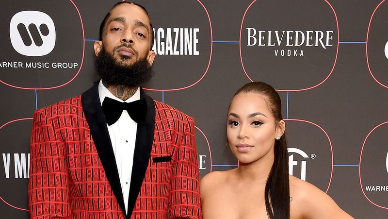 Lauren London e Nipsey Hussle no tapete vermelho