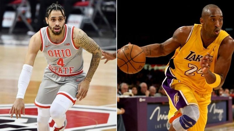 Duane Washington Jr. un Kobe Braients spēlē bumbu