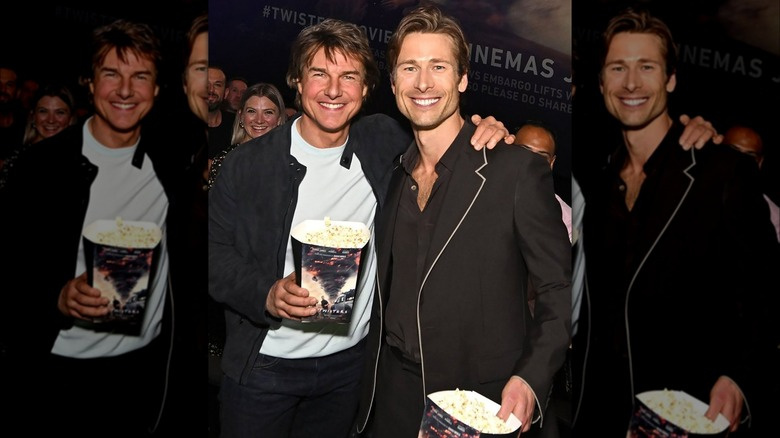   Jaqueta preta Glen Powell Tom Cruise Twisters
